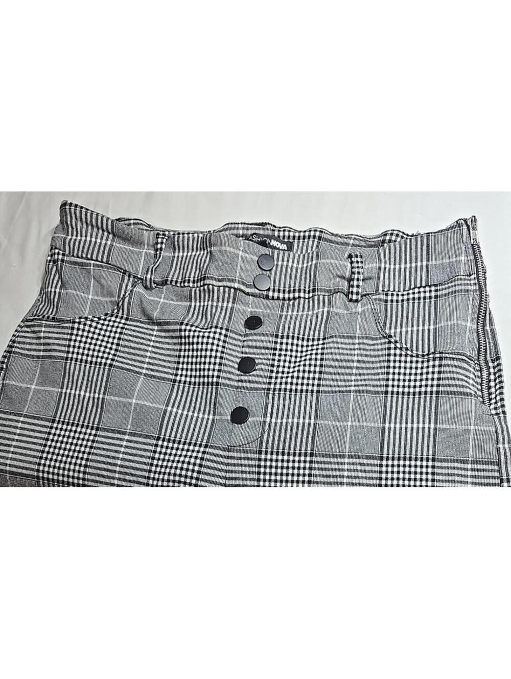 Fashion Nova Dress Women's High-Waisted Skinny Pants Black Plaid 1X